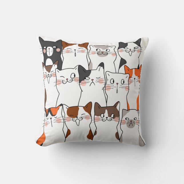 Funny Cats Set  Throw Pillow (Front)