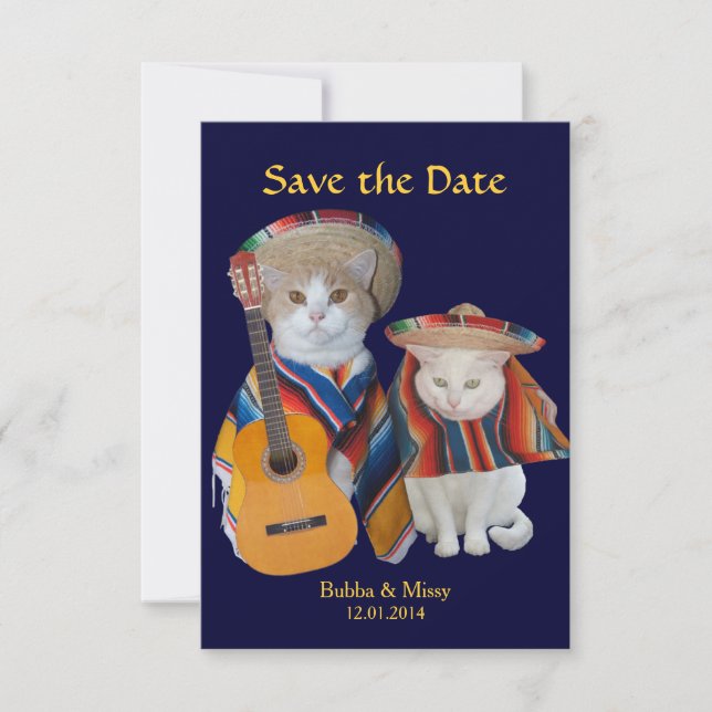 Funny Cats South of the Border Wedding Save the Da Date (Front)