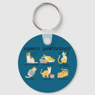 Funny cats speech therapy language pathologist slp keychain