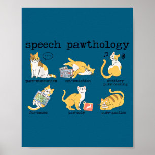 Funny cats speech therapy language pathologist slp poster