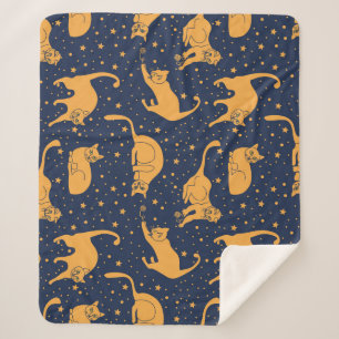 Funny cats, stars, space pattern. sherpa blanket
