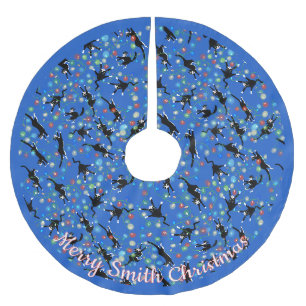 Funny Cats Tangled In Christmas Lights Custom Brushed Polyester Tree Skirt