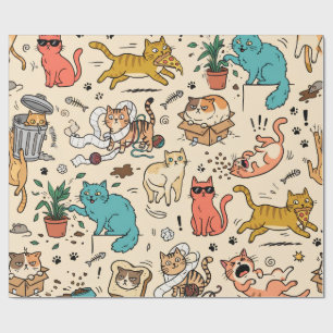 Funny Cats Wrapping Paper – Silly Kittens & Cute C