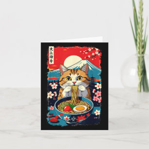 Funny Catzilla Anime Ramen Japanese Cat Men Women Card
