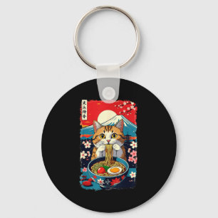 Funny Catzilla Anime Ramen Japanese Cat Men Women Keychain