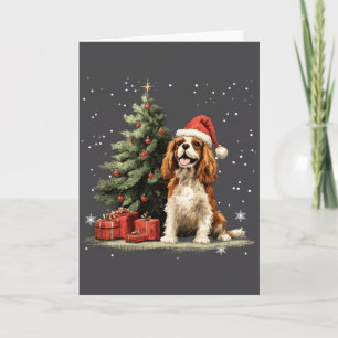 Funny Cavalier King Charles Spaniel Dog Xmas Tree  Card