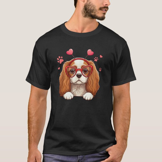 Funny Cavalier King Charles Spaniel Heart Headband T-Shirt (Front)