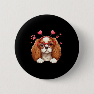 Funny Cavalier King Charles Spaniel Heart Headnd V 2 Inch Round Button
