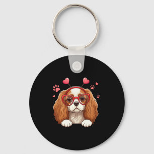 Funny Cavalier King Charles Spaniel Heart Headnd V Keychain