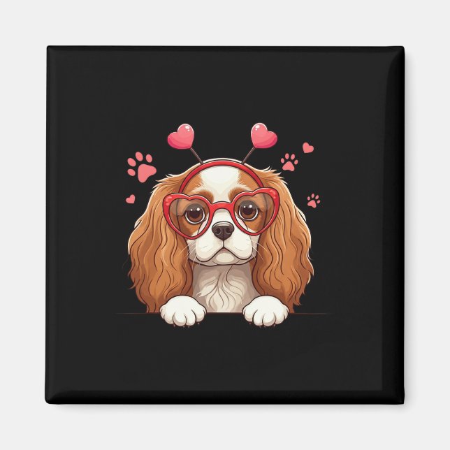 Funny Cavalier King Charles Spaniel Heart Headnd V Magnet (Front)