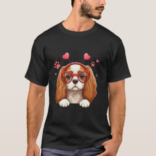 Funny Cavalier King Charles Spaniel Heart Headnd V T-Shirt