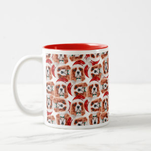Funny Cavalier King Christmas Pattern Two-Tone Coffee Mug
