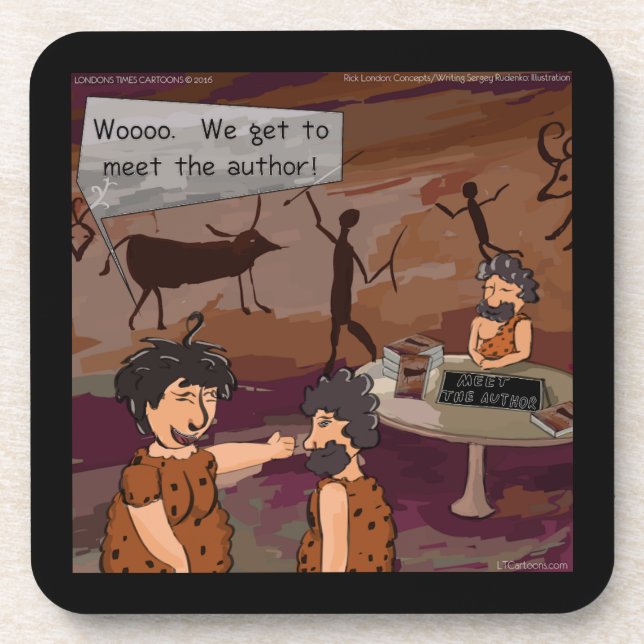 Funny Caveman Author "Meet The Author" Coaster (Front)