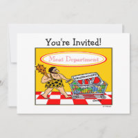 Funny Caveman Cartoon BBQ Meat Lover Cookout Party