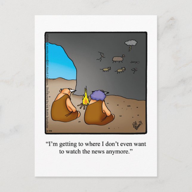 Funny Caveman News Humour Carte postale (Devant)