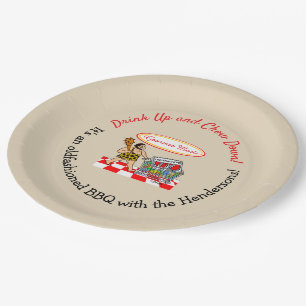 Funny Caveman Summer Holidays BBQ Party Paper Plate
