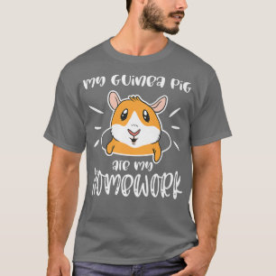 Funny Cavy Pet Rodent Meme Ate Homework for Guinea T-Shirt