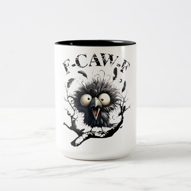 Funny Caw Shirt Black Crow Black Bird Funny Crow H Two-Tone Coffee Mug (Center)