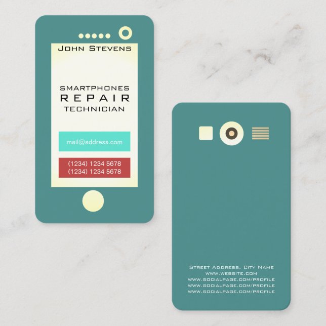 Funny cell phone faux look shape business card (Front/Back)