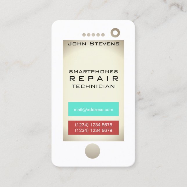 Funny cell phone faux look shape business card (Front)