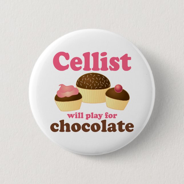 Funny Cello Chocolate Design 2 Inch Round Button (Front)