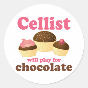 Funny Cello Chocolate Design Classic Round Sticker