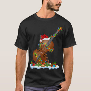 Funny Cello Music Lover Xmas Lighting Santa Cello  T-Shirt