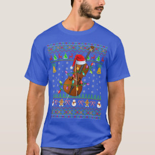 Funny Cello Music Lover Xmas Santa Hat Cello Ugly  T-Shirt