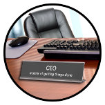 Funny CEO Desk Name Plates<br><div class="desc">Funny company CEO desk name plates with humourous saying and simple classic black and white design template you can customize online if you want to change any of the text.</div>