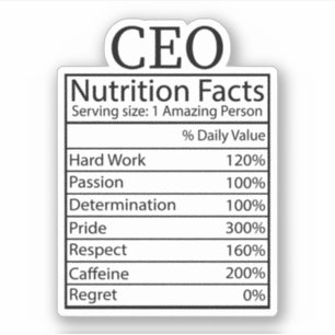 Funny CEO Nutrition Facts, Gift for CEO