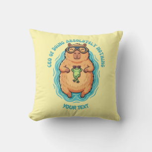 Funny CEO of Doing Nothing Capybara Custom Throw Pillow