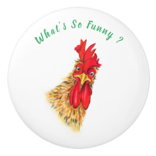 Funny Ceramic Knob with Surprised Rooster