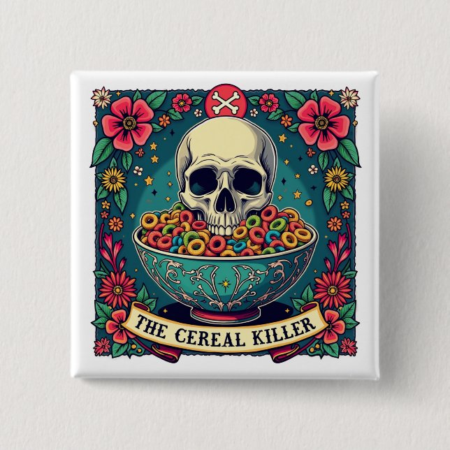 Funny Cereal Killer Family Cereal Lovers  2 Inch Square Button (Front)