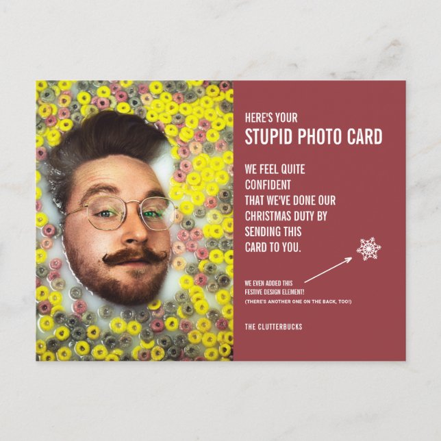 Funny Céréales Noël Stupide Carte photo Carte post (Devant)