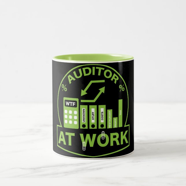 Funny Certified Auditor Gift Two-Tone Coffee Mug (Center)