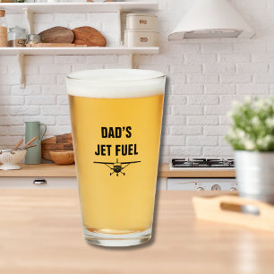 Funny Cessna Airplane Dad’s Jet Fuel Birthday Glass