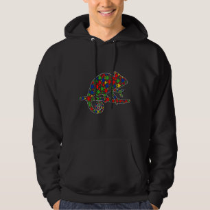 Funny Chameleon Animals Puzzle Pieces Autism Aware Hoodie
