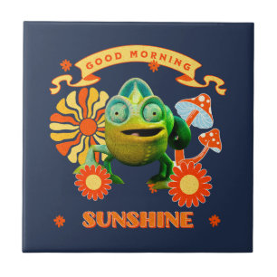 Funny Chameleon Good Morning Sunshine Retro Art Tile