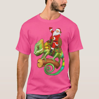 Funny Chameleon Lover Santa Riding Chameleon Chris T-Shirt