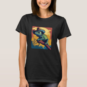 Funny Chameleon Rocking a Cowboy Look T-Shirt