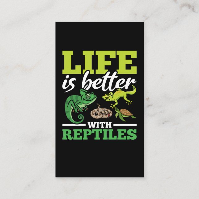 Funny Chameleon Snake Gecko Turtle Reptile Lover Business Card (Front)