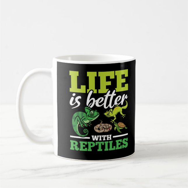 Funny Chameleon Snake Gecko Turtle Reptile Lover Coffee Mug (Left)