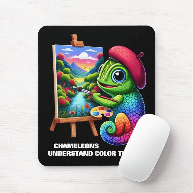 Funny Chameleons Understand Colour Theory Mouse Pad (With Mouse)