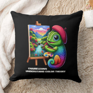 Funny Chameleons Understand Colour Theory Throw Pillow