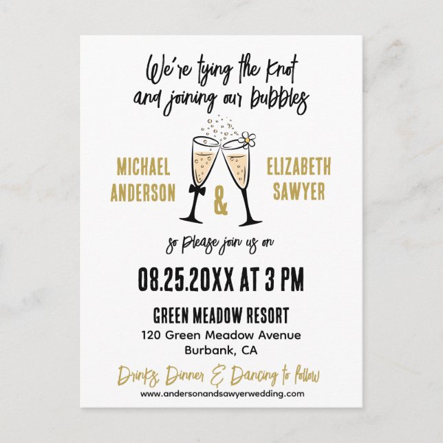 Funny Champagne Themed Flat Save The Date Card (Front)