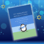 Funny Chanukah Hanukkah Resolution Holiday Card<br><div class="desc">This Hanukkah / Chanukah let our cute whimsical Penguin bring a smile to someone you love. With a silly - zany list of resolutions ( that can even be edited- if you choose.) Add your personal greeting on the reverse. After all, the best gift is the gift of laughter! Need...</div>