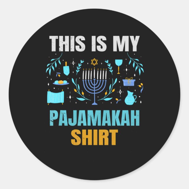 Funny Chanukka Hanukkah Pajamakah Classic Round Sticker (Front)
