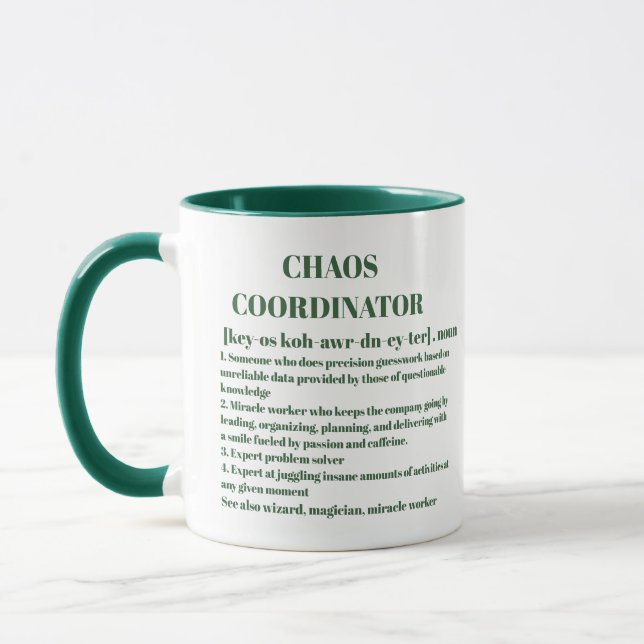 Funny Chaos Coordinator Definition Office Coworker Mug (Left)