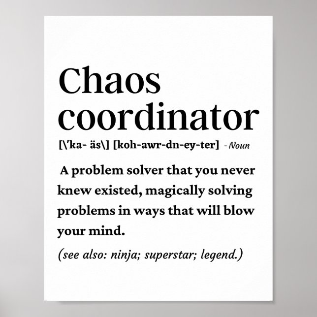 Funny chaos coordinator definition poster (Front)