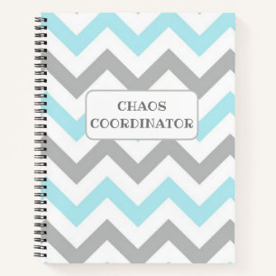 Funny chaos coordinator zigzag teal grey white notebook